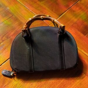 Chic Black Mini Bag with Bamboo Handles